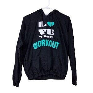 Hype Womens Hoodi Medium Black Hooded Sweatshirt Elastic Waist Love The Workout